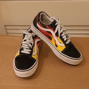 Vans Off The Wall Black, Yellow, Orange, and White Sneakers